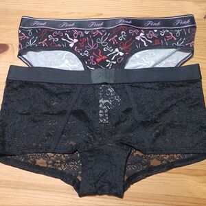 Victoria's Secret Pink Cotton Lace Panty Set